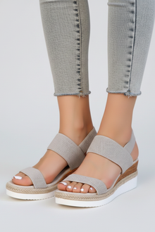 Damen Erhöhte Sohle Stretch Sandalen in Grau