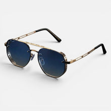 Sonnenbrille Metall Gestell Pilotenform Verlaufsgläser in Blau