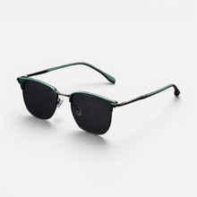 Sonnenbrille Halbrand Metallgestell Getönte Gläser Runde Form in Grün