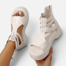 Orthopädische Sandalen Plateau Offene Zehen Knöchelriemen in Weiß