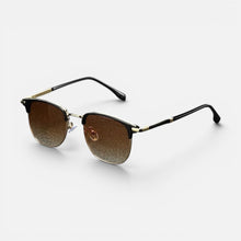 Sonnenbrille Halbrand Metallgestell Getönte Gläser Runde Form in Braun
