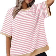 Gestreiftes T Shirt Damen | Oversized Fit & Retro-Style in Rosa