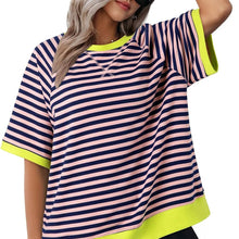 Gestreiftes T Shirt Damen | Oversized Fit & Retro-Style in Hellrosa