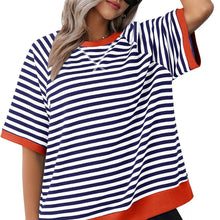Gestreiftes T Shirt Damen | Oversized Fit & Retro-Style in Blau