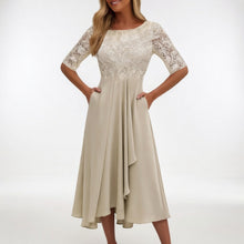 Zerda – Elegantes Midi Kleid Aus Spitze in Creme