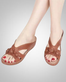 Damen Klassisch Orthopädische Pantolette Sandalen in Braun