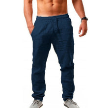 Herren Elegante Luftig Sommer Hose in Dunkelblau