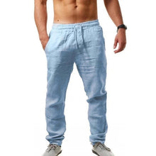 Herren Elegante Luftig Sommer Hose in Hellblau