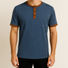 Henley Hemd Herren | Knopfleiste & Sportlicher Stehkragen in Dunkelblau