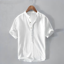 Henley Shirt Herren | Kurzarm mit Stehkragen in Weiß