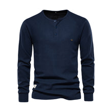 Henley Shirt Herren | Langarm mit Knopfleiste in Dunkelblau