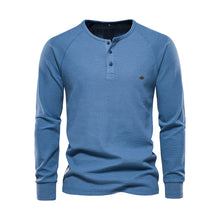 Henley Shirt Herren | Langarm mit Knopfleiste in Blau