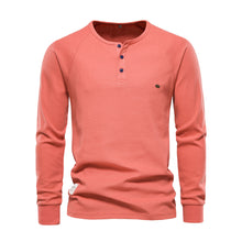 Henley Shirt Herren | Langarm mit Knopfleiste in Orange
