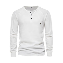 Henley Shirt Herren | Langarm mit Knopfleiste in Weiß