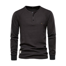 Henley Shirt Herren | Langarm mit Knopfleiste in Dunkelgrau