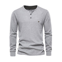 Henley Shirt Herren | Langarm mit Knopfleiste in Hellgrau