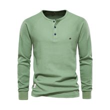 Henley Shirt Herren | Langarm mit Knopfleiste in Grün