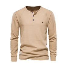 Henley Shirt Herren | Langarm mit Knopfleiste in Khaki