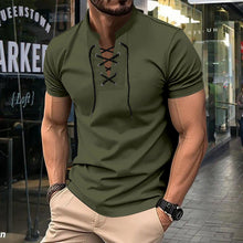 Henley Shirt Herren | Schnürausschnitt & Slim-Fit für Streetwear-Look in Grün
