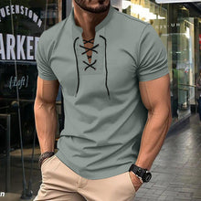 Henley Shirt Herren | Schnürausschnitt & Slim-Fit für Streetwear-Look in Grau