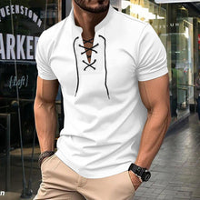 Henley Shirt Herren | Schnürausschnitt & Slim-Fit für Streetwear-Look in Weiß