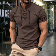 Henley Shirt Herren | Schnürausschnitt & Slim-Fit für Streetwear-Look in Braun
