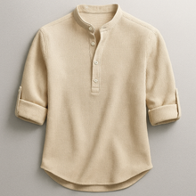 Henley Shirt Herren | Stehkragen & Zeitlos in Khaki