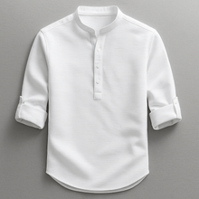 Henley Shirt Herren | Stehkragen & Zeitlos in Weiß