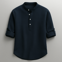 Henley Shirt Herren | Stehkragen & Zeitlos in Dunkelblau