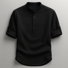 Henley Shirt Herren | Stehkragen & Zeitlos in Schwarz