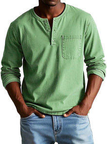 Liam – Langärmliges Henley-Shirt für Herren in Grün