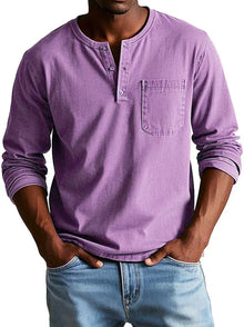 Liam – Langärmliges Henley-Shirt für Herren in Lila