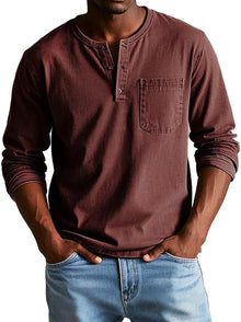 Liam – Langärmliges Henley-Shirt für Herren in Rot