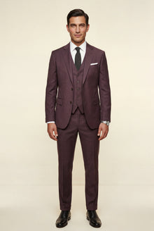 Herren Dreiteiliger Anzug mit Reverskragen – Slim Fit für Hochzeiten, Business & formelle Anlässe in Lila