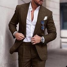 Herren Leinenanzug Slim Fit für den Sommer – Eleganter Hochzeitsanzug für besondere Anlässe in Braun