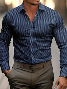 Herrenhemd | Kariertes Muster & Eleganter Business-Look in Blau