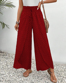 Hose mit weitem Bein Damen | Gemustert & Fließend in Rot