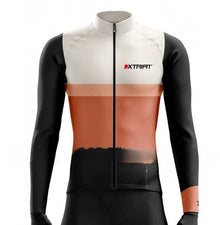 XTRIAT Herren Winter-Radtrikot | Fleece-Futter, warm und kältebeständig in weiß/orange/schwarz