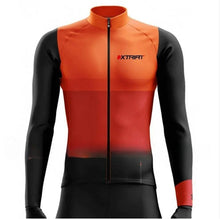 XTRIAT Herren Winter-Radtrikot | Fleece-Futter, warm und kältebeständig in orange/schwarz