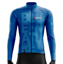 XTRIAT Herren Winter-Radtrikot | Fleece-Futter, warm und kältebeständig in blau