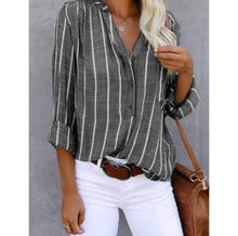 Agathe | Elegante gestreifte Bluse in Grau