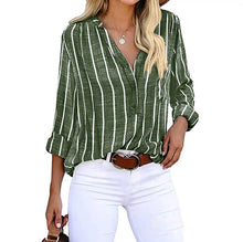 Agathe | Elegante gestreifte Bluse in Grün