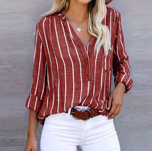 Agathe | Elegante gestreifte Bluse in Rot