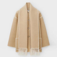 Viona | Bequeme Umhangjacke aus Wolle in Khaki