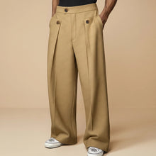 John - Trendige Hose mit Weitem Schnitt und Hohem Bund in Khaki