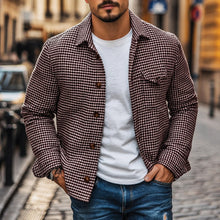 Andrew - Retro Jacke im Stil eines Hemds mit Einreiher in Braun