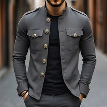 Leighton - Legere Klassische Jacke mit Knöpfen in Grau