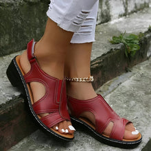 Donna - Komfortable Offene Keilsandalen in Rot