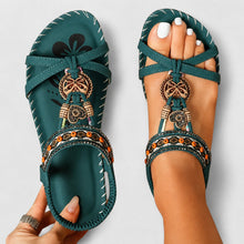 Eleanor - Elegante flache Sandalen mit glitzernden Details in Grün