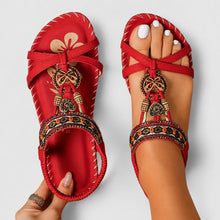 Eleanor - Elegante flache Sandalen mit glitzernden Details in Rot